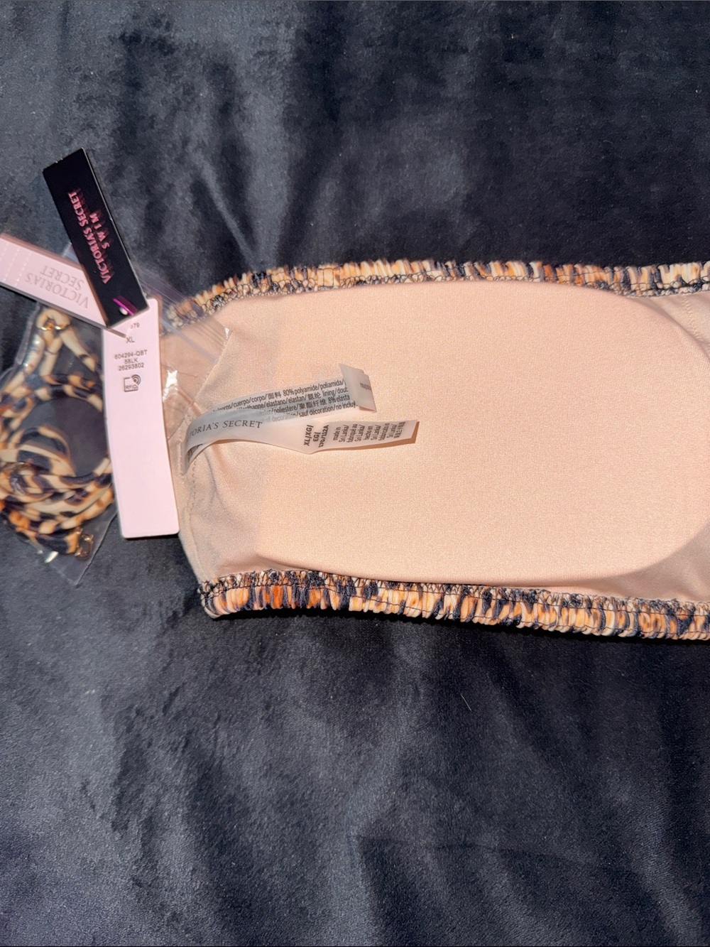Victorias Secret Swim Leopard Print Tube Top Removable Straps Size XL Resort Sun - Picture 6 of 12